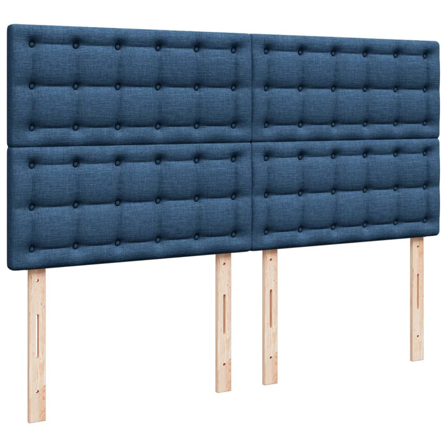 Boxspring met matras stof blauw 200x200 cm
