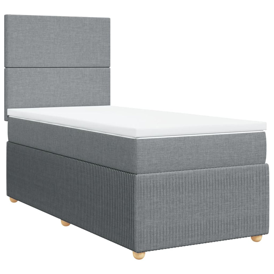 Boxspring met matras stof lichtgrijs 80x200 cm