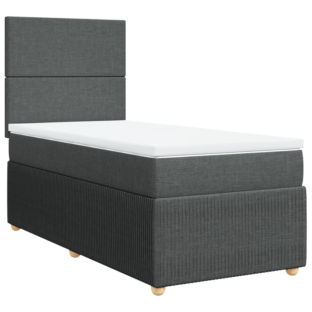 Boxspring met matras stof donkergrijs 80x200 cm