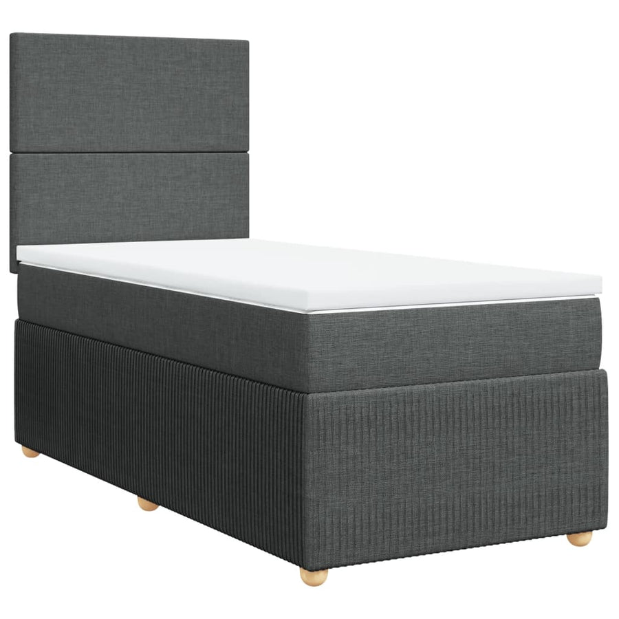 Boxspring met matras stof donkergrijs 80x200 cm