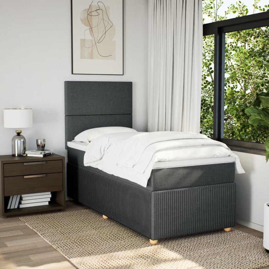 Boxspring met matras stof donkergrijs 80x200 cm