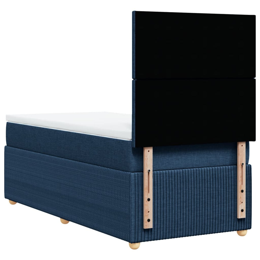 Boxspring met matras stof blauw 80x200 cm