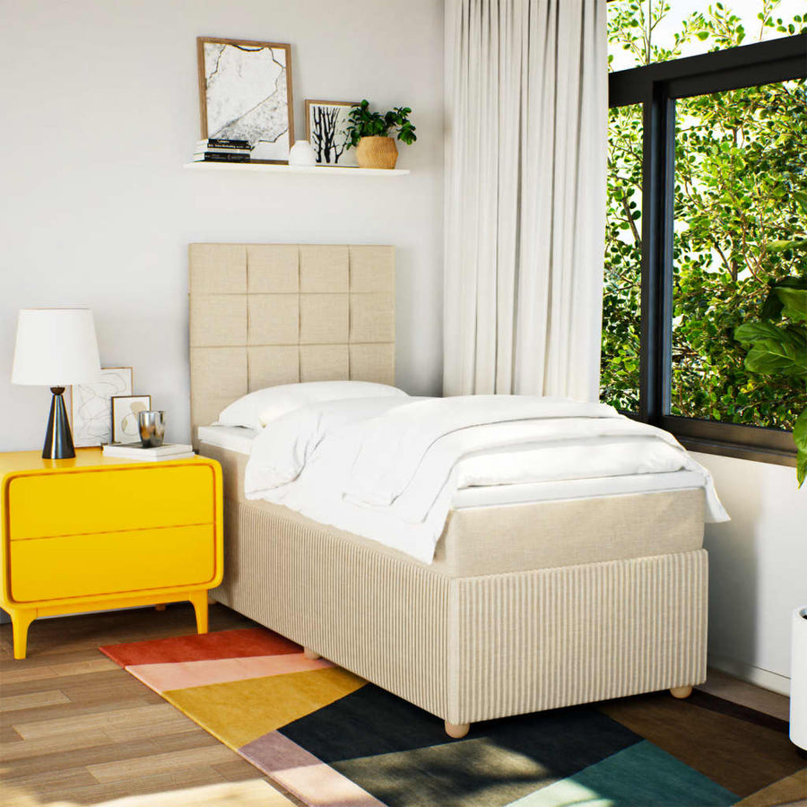 Boxspring met matras stof crèmekleurig 80x200 cm