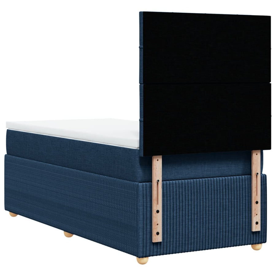 Boxspring met matras stof blauw 80x200 cm