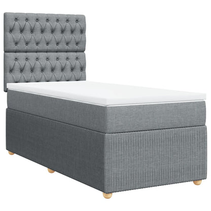 Boxspring met matras stof lichtgrijs 80x200 cm