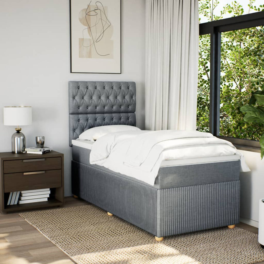 Boxspring met matras stof lichtgrijs 80x200 cm