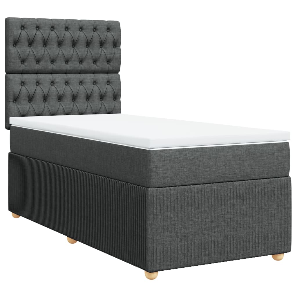 Boxspring met matras stof donkergrijs 80x200 cm
