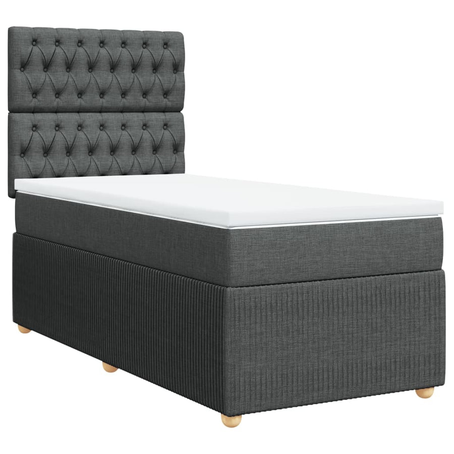 Boxspring met matras stof donkergrijs 80x200 cm