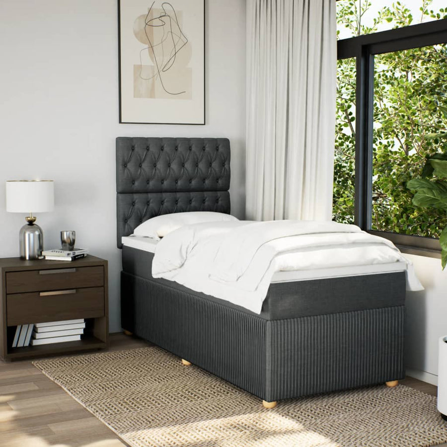 Boxspring met matras stof donkergrijs 80x200 cm