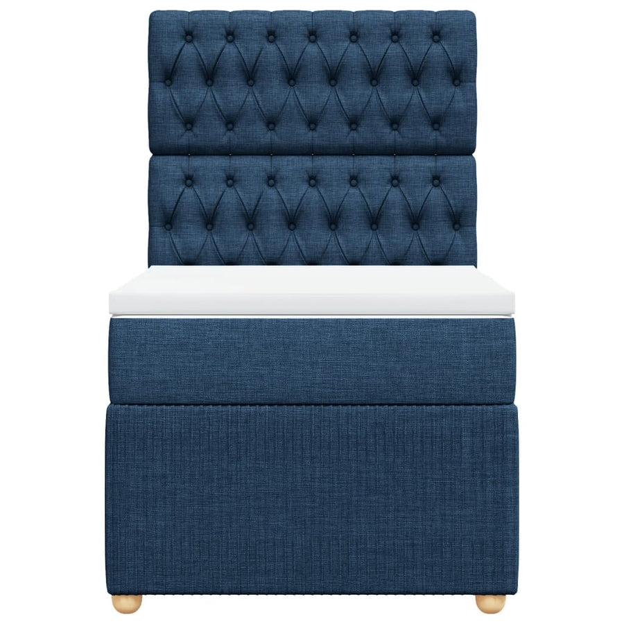 Boxspring met matras stof blauw 80x200 cm