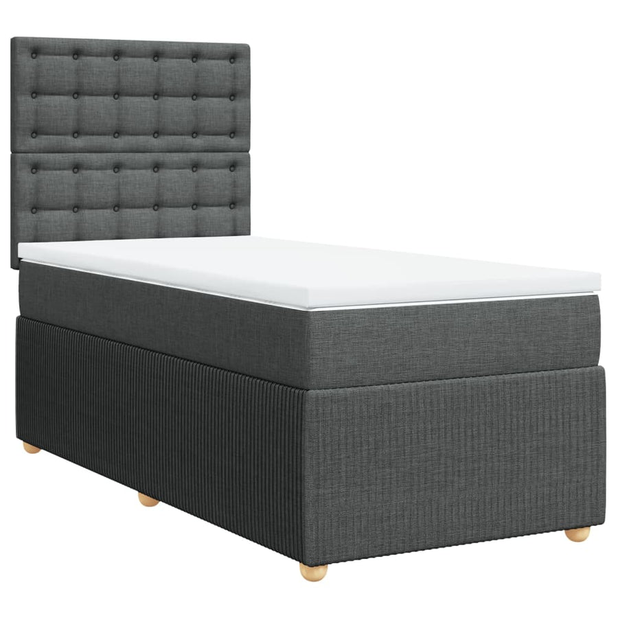 Boxspring met matras stof donkergrijs 80x200 cm