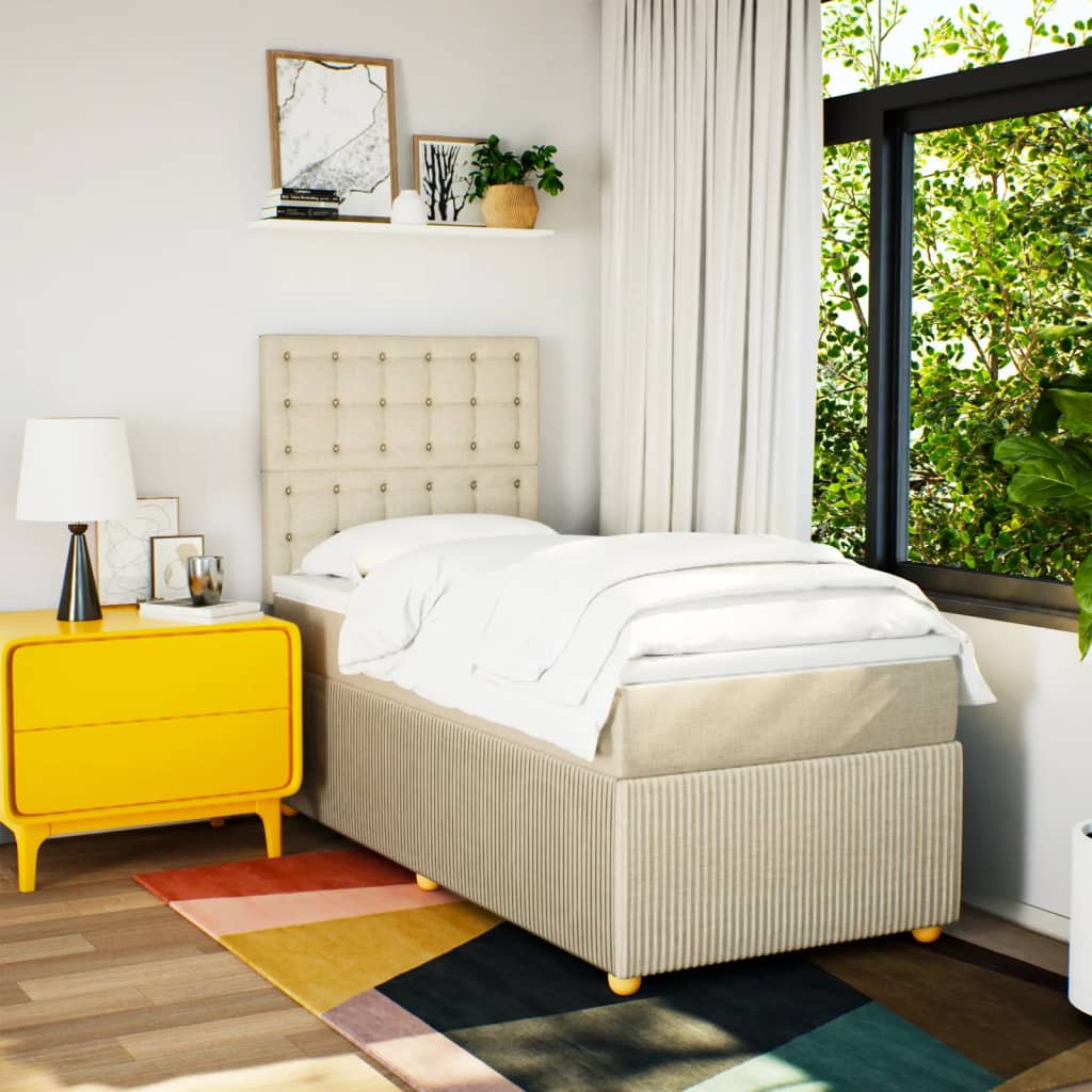 Boxspring met matras stof crèmekleurig 80x200 cm