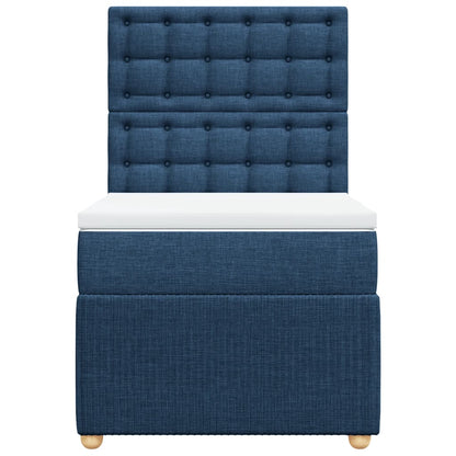 Boxspring met matras stof blauw 80x200 cm