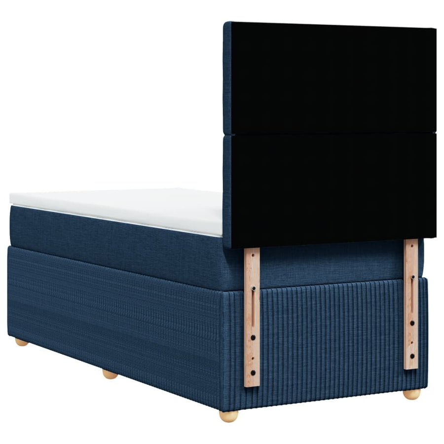 Boxspring met matras stof blauw 80x200 cm