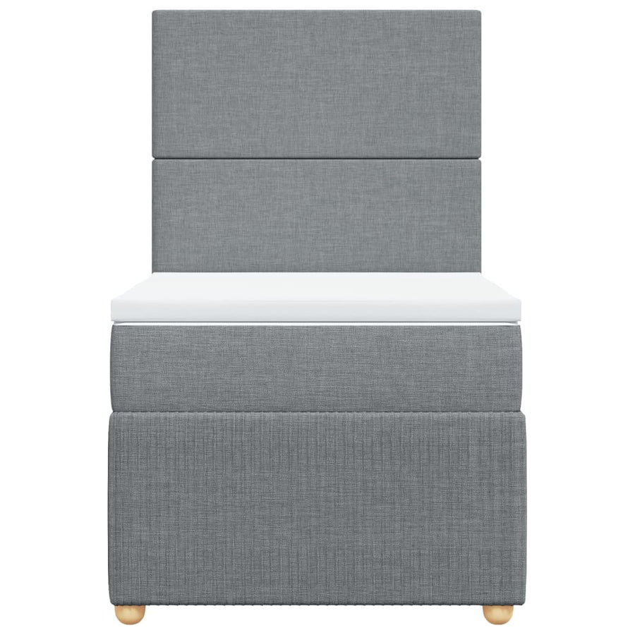 Boxspring met matras stof lichtgrijs 90x190 cm