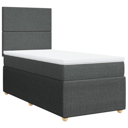 Boxspring met matras stof donkergrijs 90x190 cm