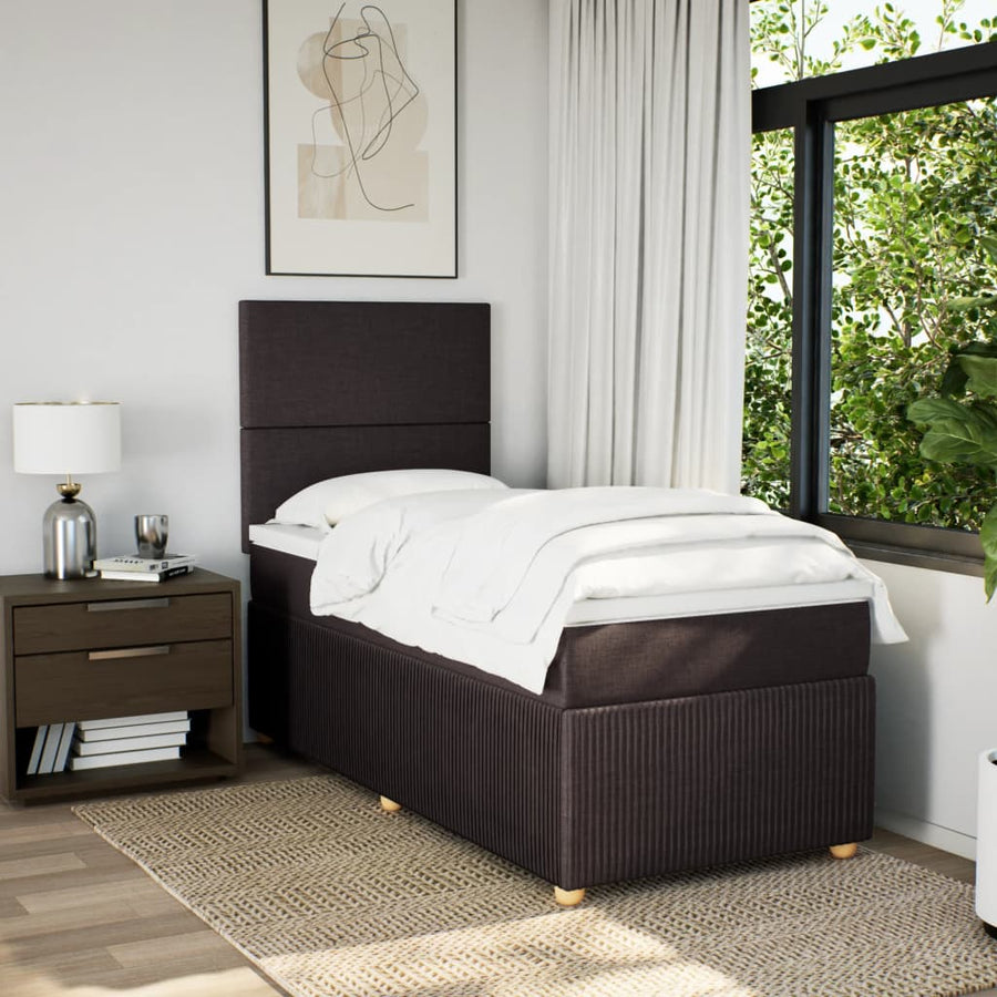 Boxspring met matras stof donkerbruin 90x190 cm