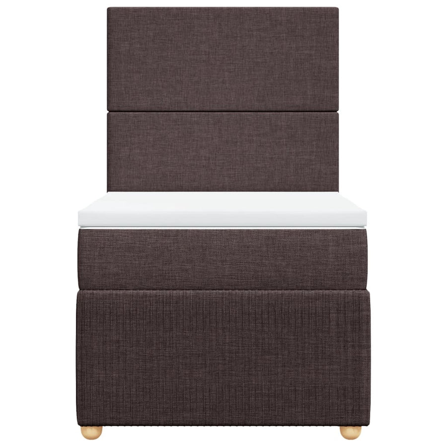Boxspring met matras stof donkerbruin 90x190 cm