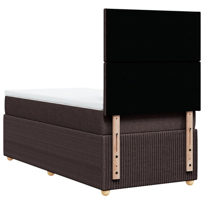 Boxspring met matras stof donkerbruin 90x190 cm