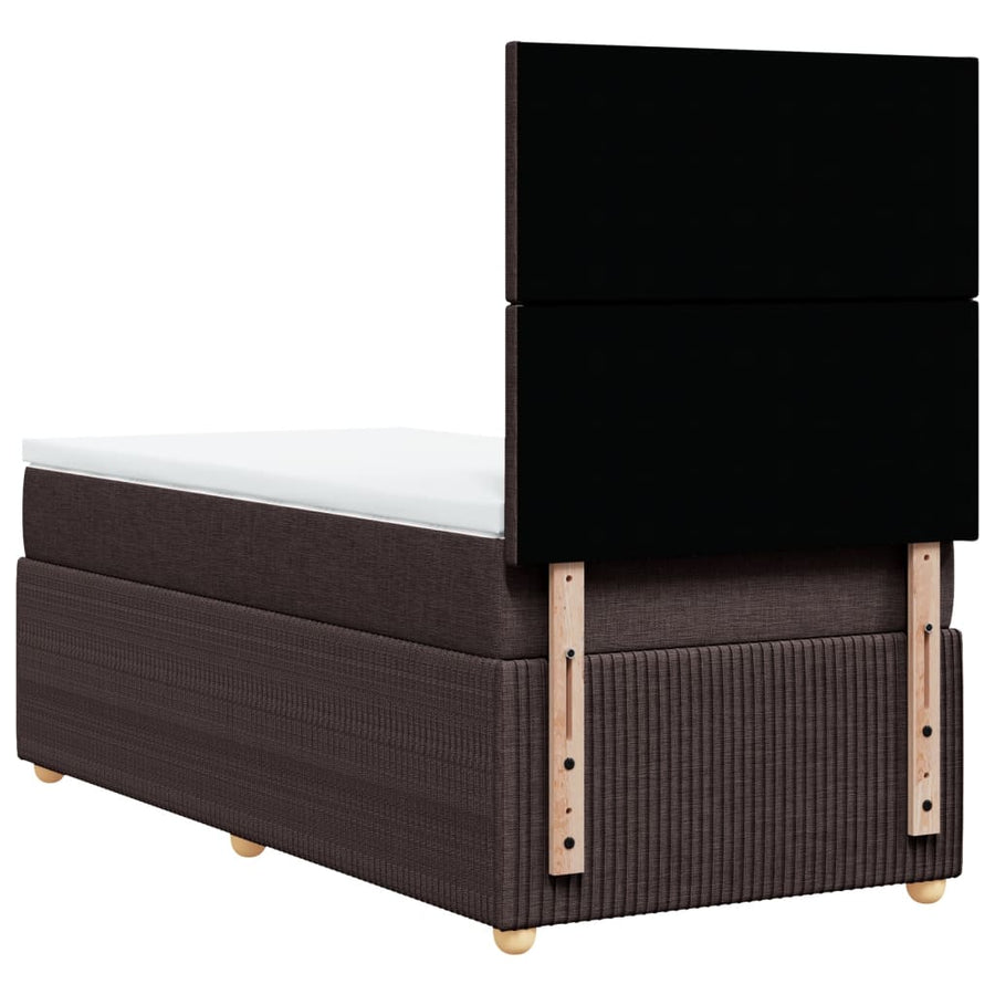 Boxspring met matras stof donkerbruin 90x190 cm