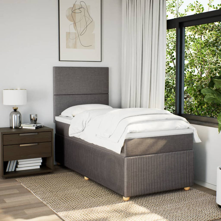 Boxspring met matras stof taupe 90x190 cm