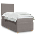 Box spring with fabric mattress taupe 90x190 cm