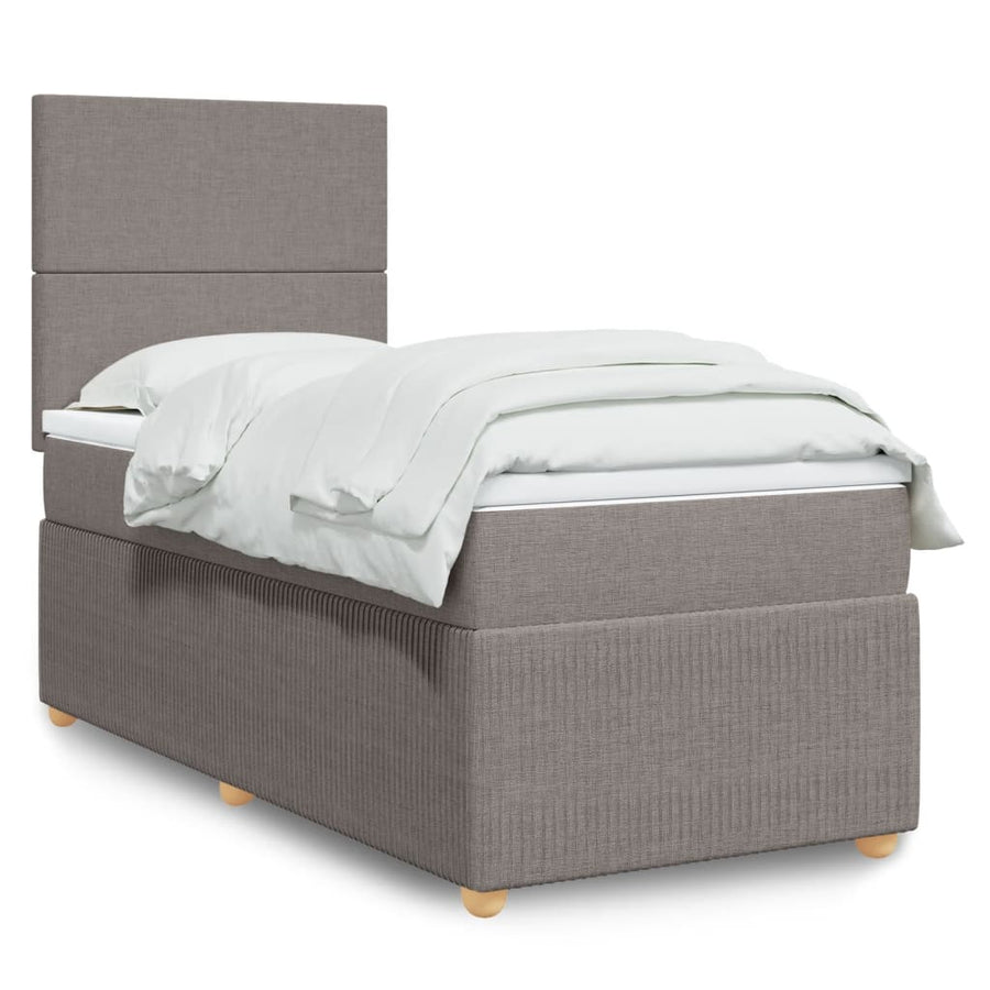 Boxspring met matras stof taupe 90x190 cm