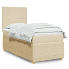 Boxspring met matras stof crèmekleurig 90x190 cm