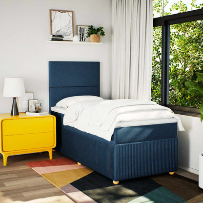 Boxspring met matras stof blauw 90x190 cm