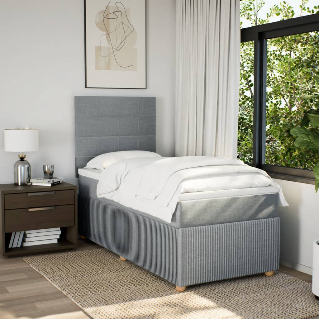 Boxspring met matras stof lichtgrijs 90x190 cm