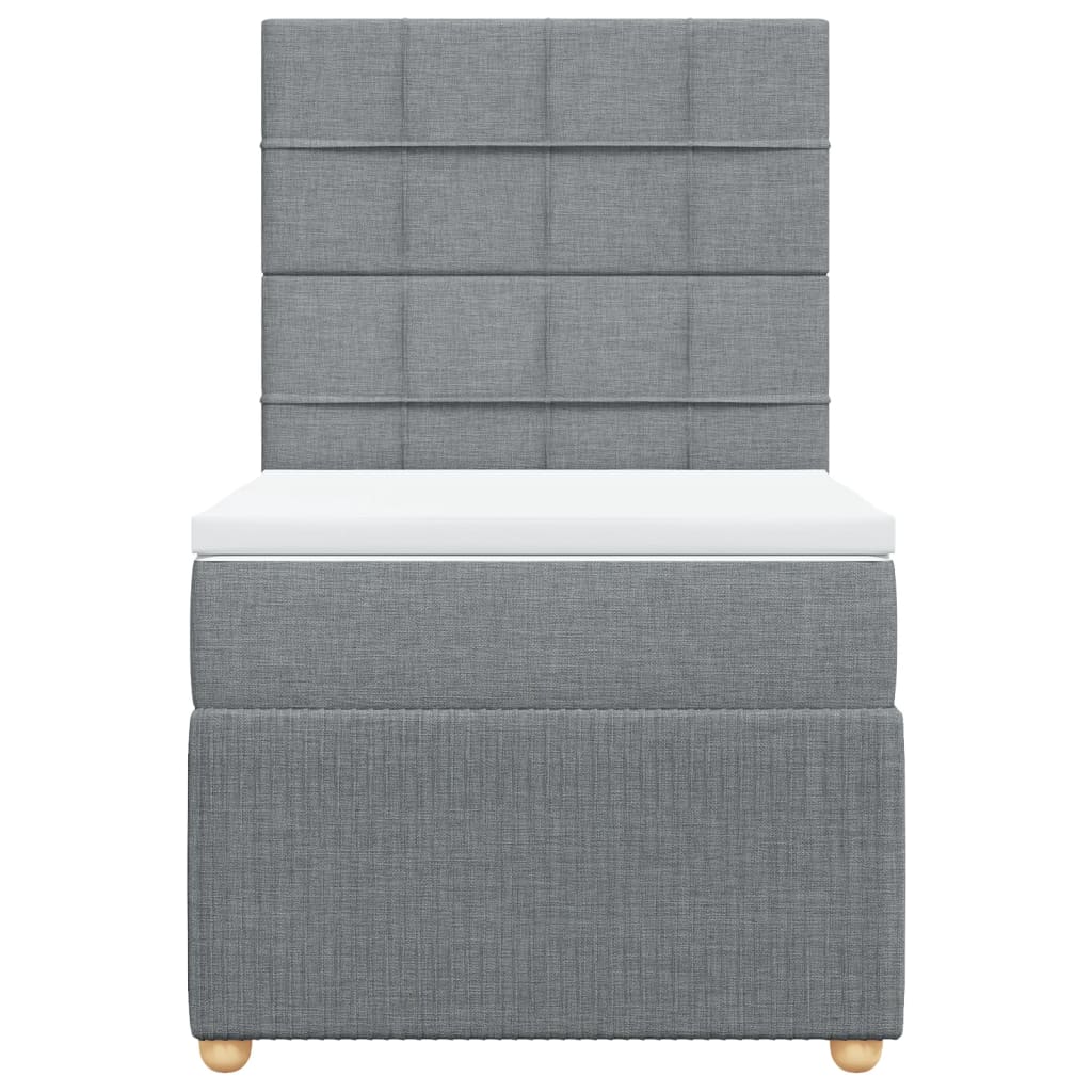 Boxspring met matras stof lichtgrijs 90x190 cm