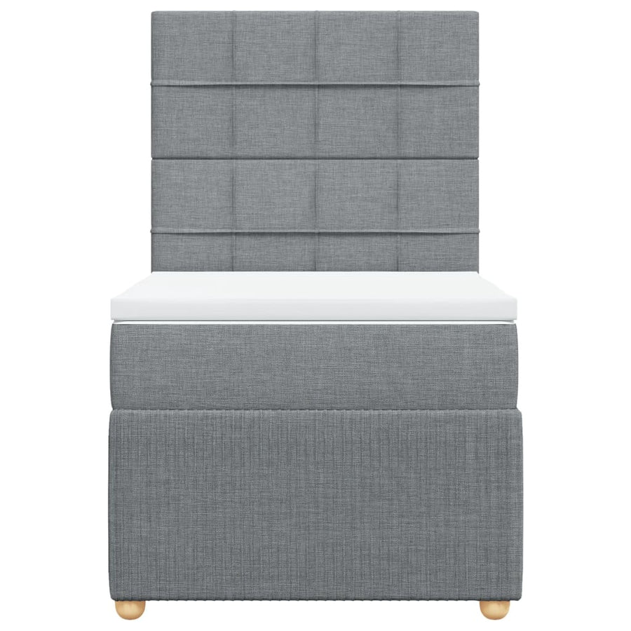 Boxspring met matras stof lichtgrijs 90x190 cm