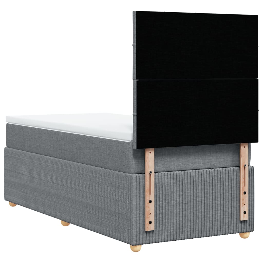 Boxspring met matras stof lichtgrijs 90x190 cm