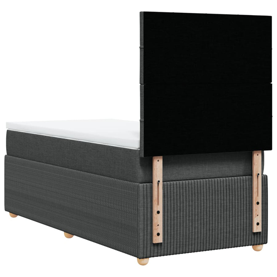 Boxspring met matras stof donkergrijs 90x190 cm
