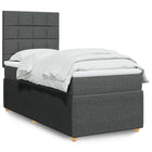 Box spring with mattress fabric dark grey 90x190 cm