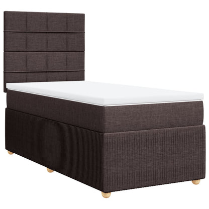 Boxspring met matras stof donkerbruin 90x190 cm