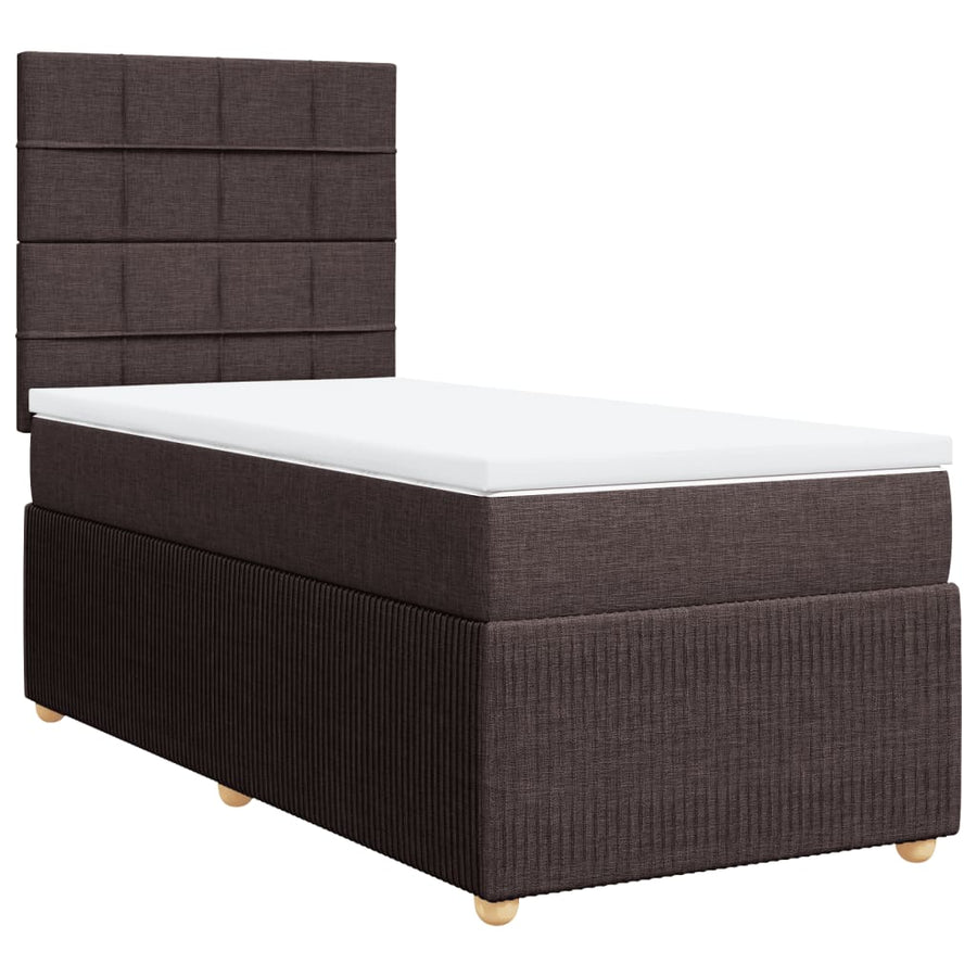 Boxspring met matras stof donkerbruin 90x190 cm