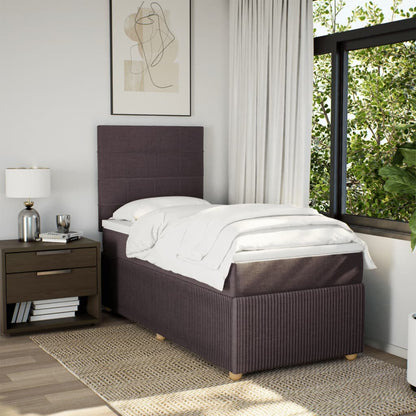 Boxspring met matras stof donkerbruin 90x190 cm