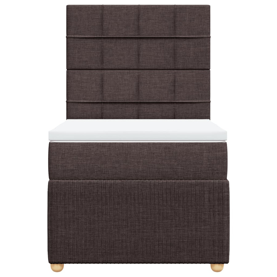 Boxspring met matras stof donkerbruin 90x190 cm