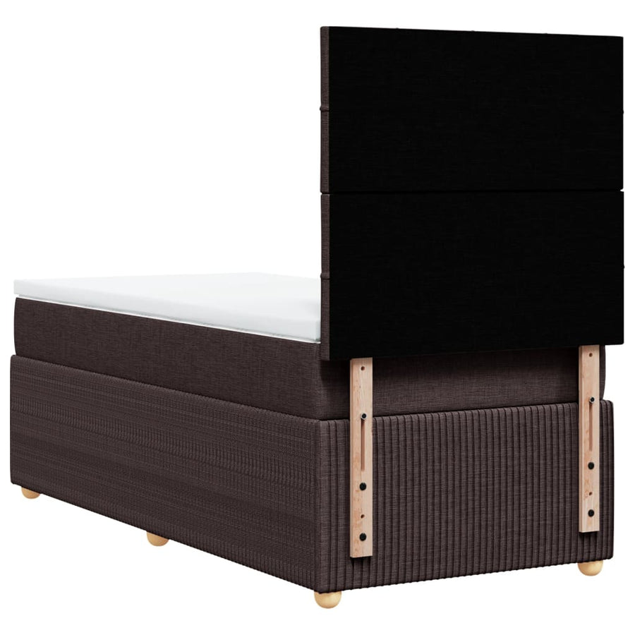 Boxspring met matras stof donkerbruin 90x190 cm