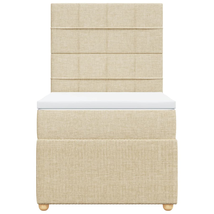 Boxspring met matras stof crèmekleurig 90x190 cm