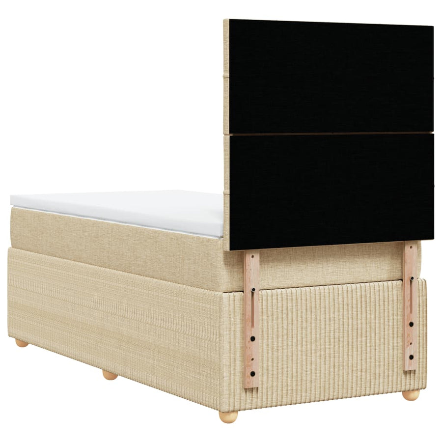 Boxspring met matras stof crèmekleurig 90x190 cm
