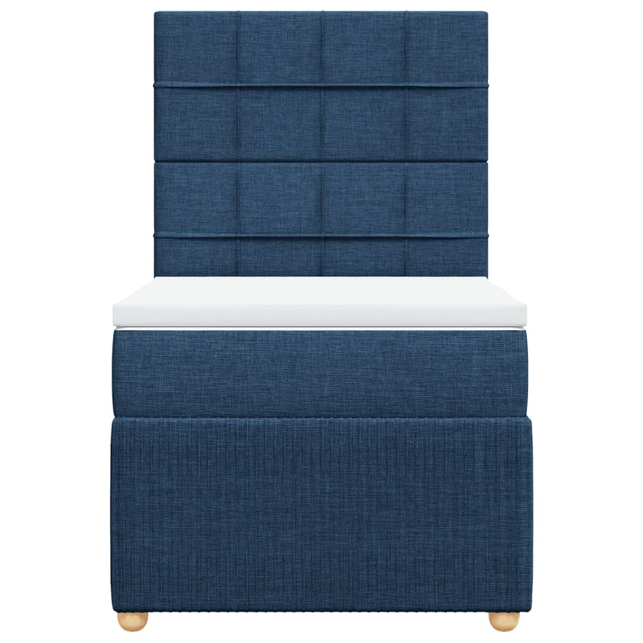 Boxspring met matras stof blauw 90x190 cm