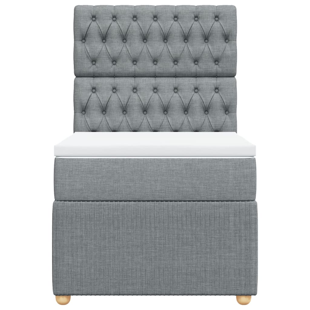 Boxspring met matras stof lichtgrijs 90x190 cm