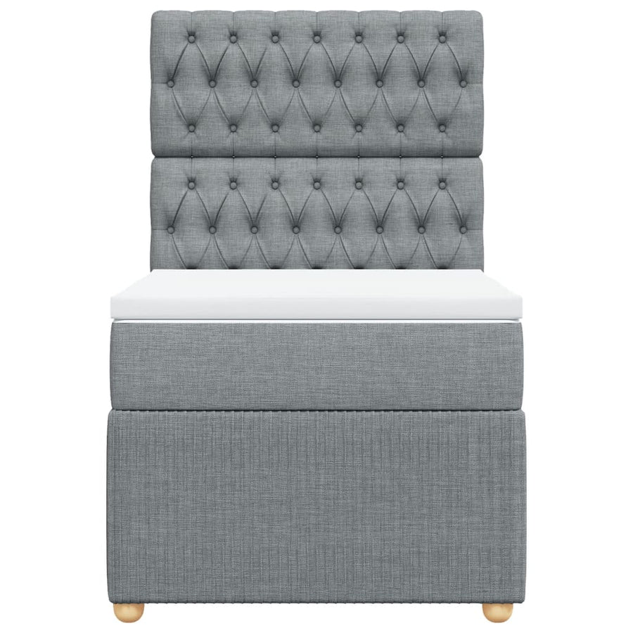 Boxspring met matras stof lichtgrijs 90x190 cm
