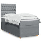 Box spring with mattress fabric light grey 90x190 cm
