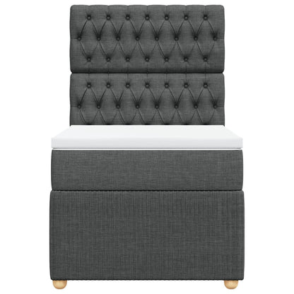 Boxspring met matras stof donkergrijs 90x190 cm