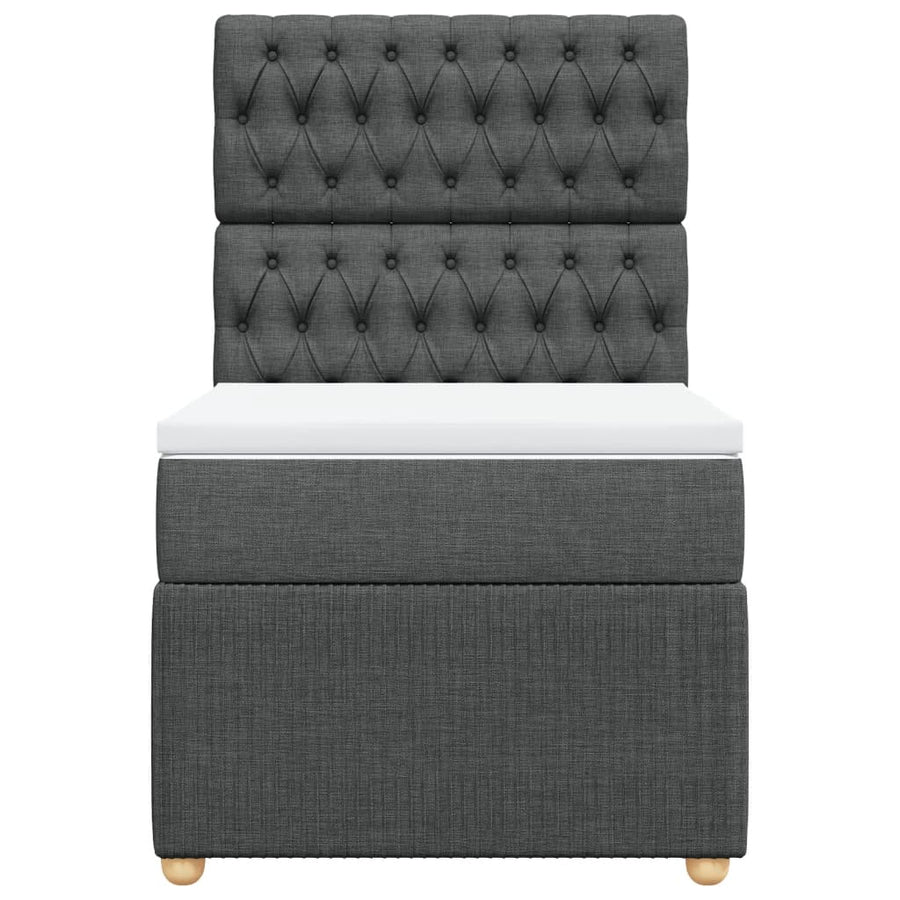Boxspring met matras stof donkergrijs 90x190 cm