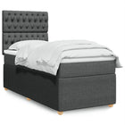 Box spring with mattress fabric dark grey 90x190 cm