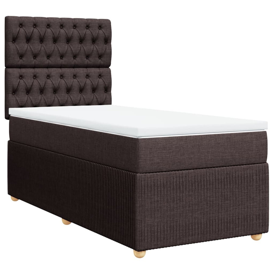 Boxspring met matras stof donkerbruin 90x190 cm